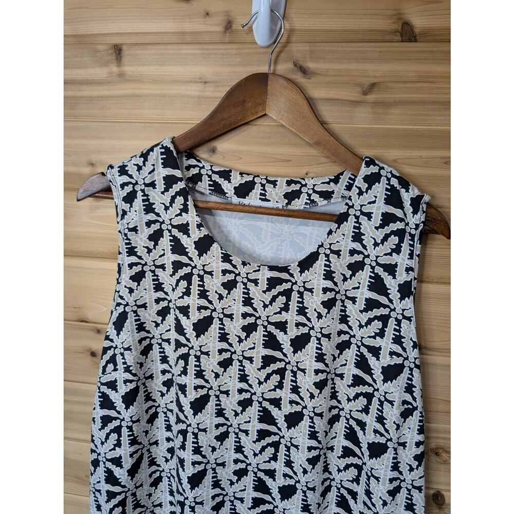 Patchington Top Womens XL Black‎ Palm Print Tank Beach Resortwear - Picture 2 of 8